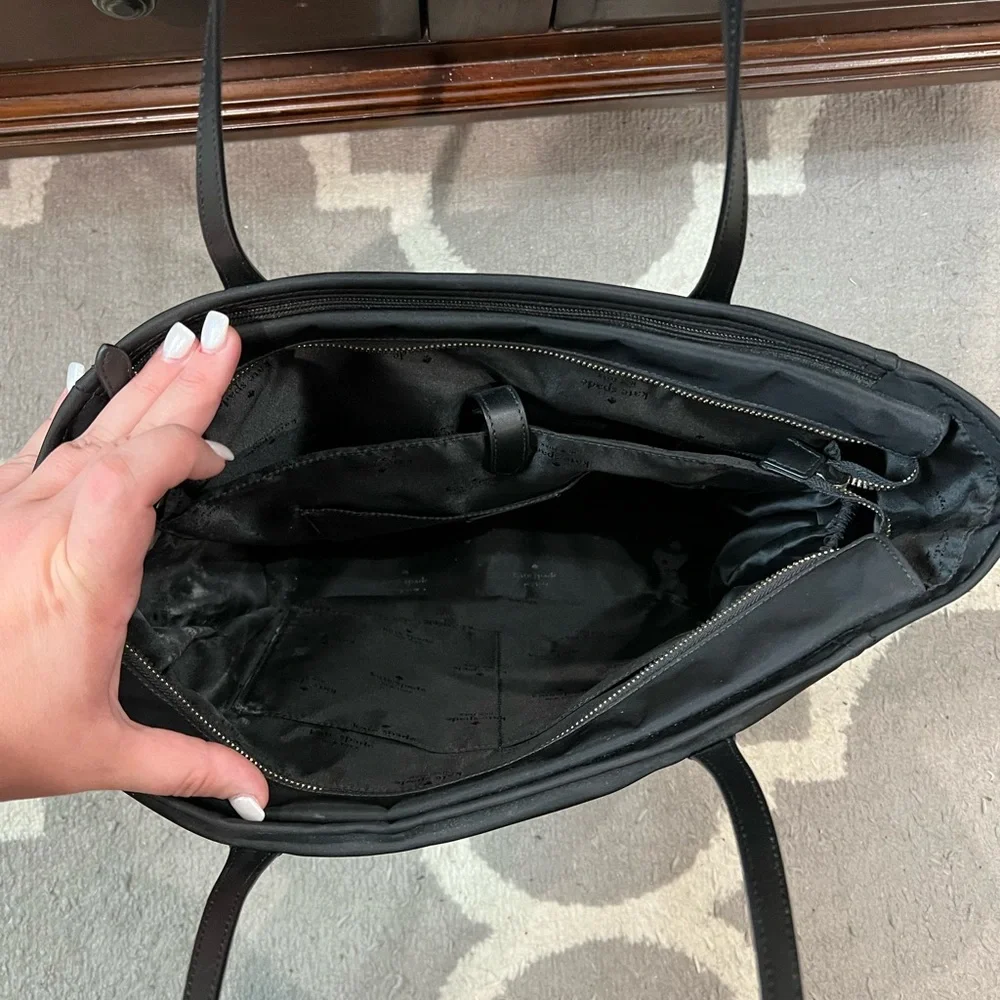 kate spade black nylon tote with gold hardware